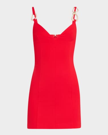AREA Crystal-Link Strap Mini Dress