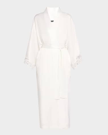 Natori Peony Glamour Lace-Trim Robe