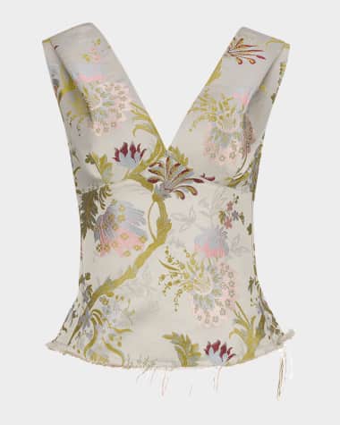Marques'Almeida Floral Satin Brocade Top