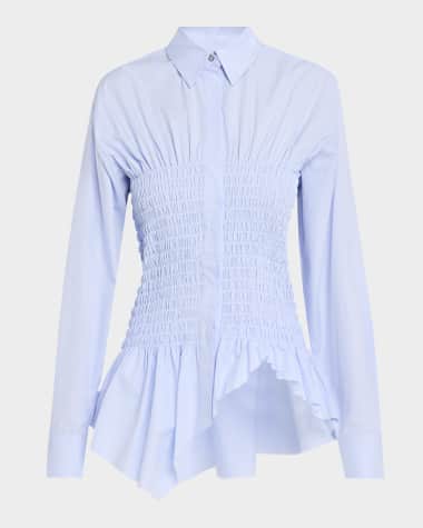 Marques'Almeida Smocked Long-Sleeve Shirt