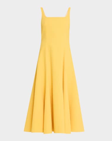 Emilia Wickstead Neith Square-Neck Sleeveless Midi Dress