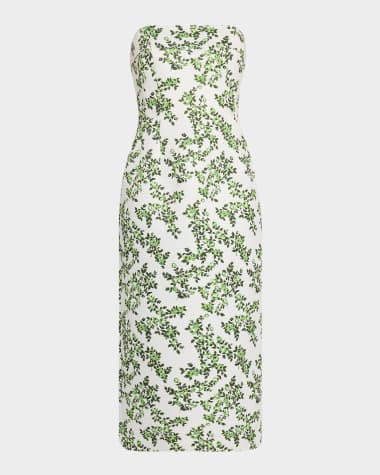 Emilia Wickstead Leila Strapless Floral-Print Midi Dress