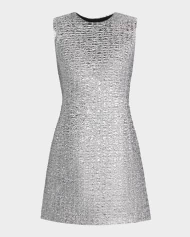 Emilia Wickstead Emmy Metallic Seersucker Sleeveless Mini Dress