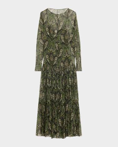 Saint Laurent Sheer Paisley Print Gown with Slip Underpinning