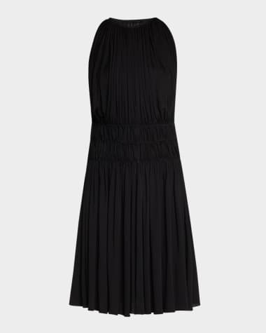 Saint Laurent Ruched Sleeveless Fit-&-Flare Dress