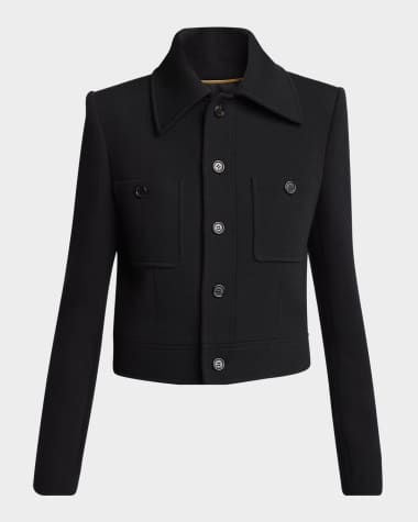 Saint Laurent Collared Button Down Wool Jacket