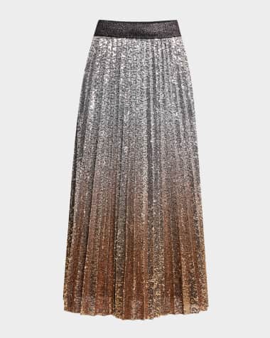 Le Superbe Belinda Pleated Sequined Midi Skirt