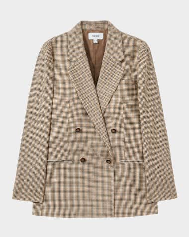 Reiss Vida Double-Breasted Houndstooth Check Jacket