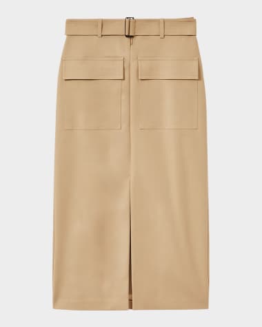 Reiss Oakley Belted Gabardine Cargo Midi Skirt
