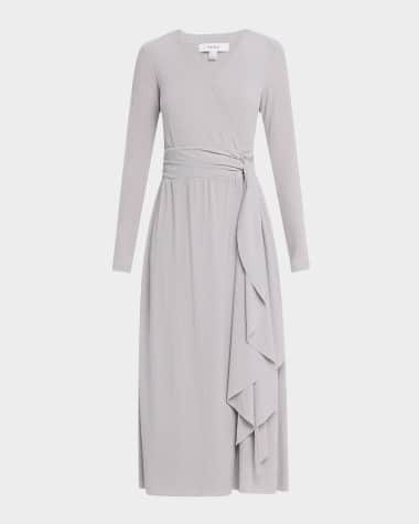 Reiss Madeline Ribbed Jersey Midi Wrap Dress