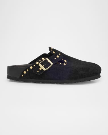 BIRKENSTOCK Boston Suede Stud Buckle Slide Clogs