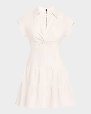 Alice + Olivia Mila Vegan Leather Twist-Front Mini Dress