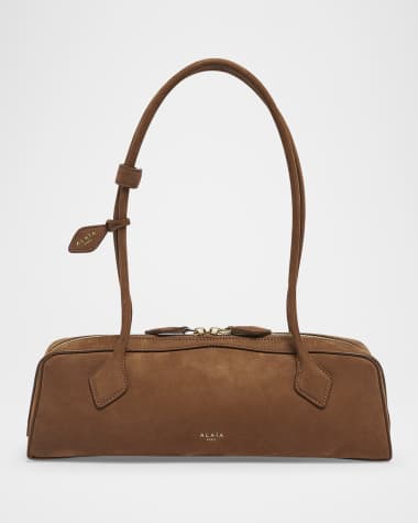 ALAIA Le Teckel Medium Suede Shoulder Bag