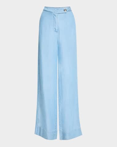 Derek Lam 10 Crosby Eli Wide-Leg Chambray Trousers