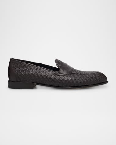 Brioni Men's Woven Napa Leather Penny Loafers