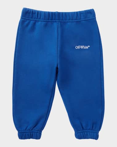Off-White Boy's Bookish Diagonal Logo Sweatpants, Size 3M-3