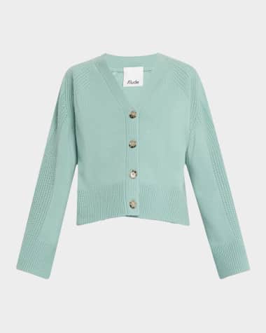 ALLUDE V-Neck Wool Cashmere Cardigan