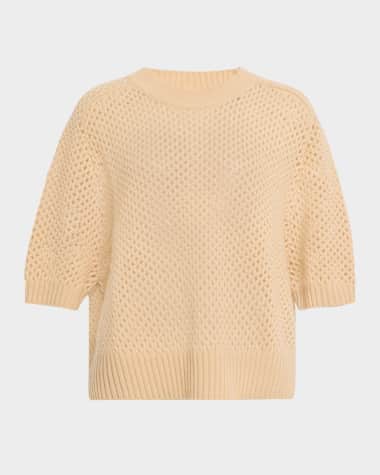 ALLUDE Open-Knit Wool Cashmere Sweater