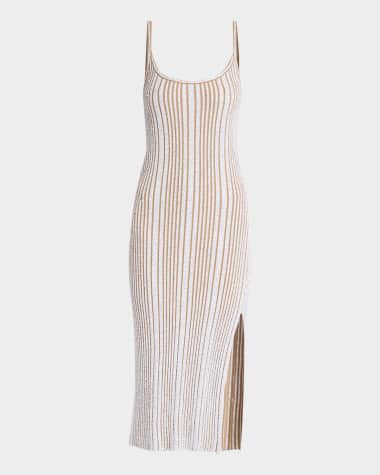 Missoni Sleeveless Paillette Rib Slit Midi Dress