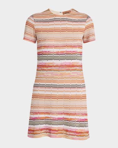 Missoni Metallic Chevron Short-Sleeve Mini Dress