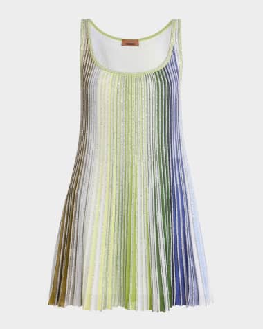 Missoni Sleeveless Paillette Stripe Knit Mini Dress