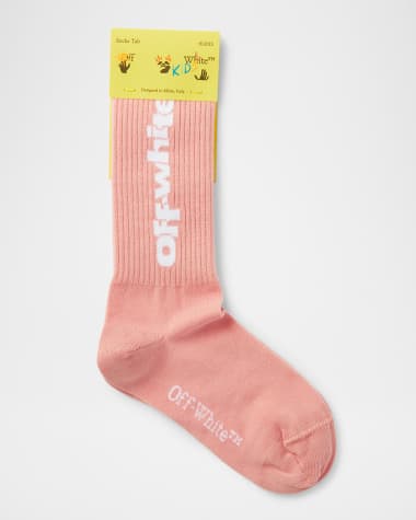 Off-White Kid's Type Graphic Long Socks, Size S-L