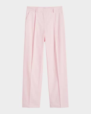 Toteme Slant-Pocket Pleated Straight-Leg Cotton Trousers