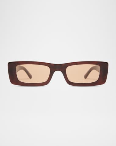 Elisa Johnson Flynn Glossy Acetate Rectangle Sunglasses