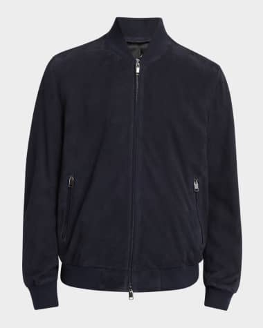Brioni Men's Perferated Suede Bomber Jacket