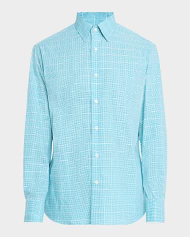 Brioni Men's Cotton Windowpane Check Sport Shirt