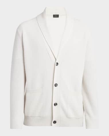 Brioni Men's Cashmere and Wool Ribbed Cardigan