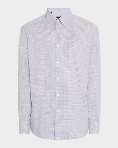 Brioni Men's Cotton Micro-Check Sport Shirt