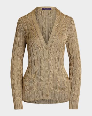 Ralph Lauren Collection Cable-Knit Silk Cardigan Sweater
