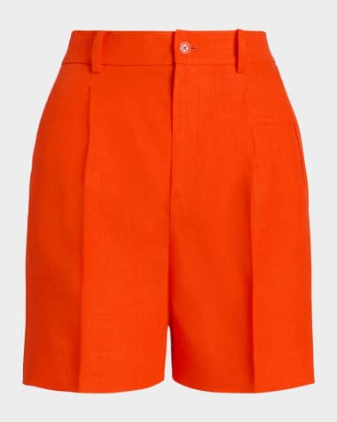 Ralph Lauren Collection Tracy Pleated Linen Shorts