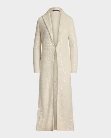 Ralph Lauren Collection Embellished Cashmere Mesh Long Cardigan