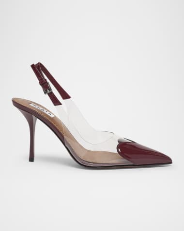 ALAIA Coeur Clear Patent Heart-Toe Slingback Pumps