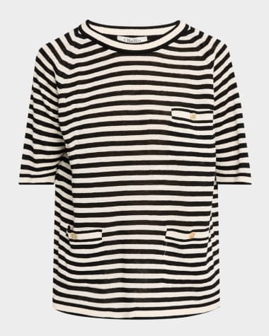 Max Mara Beati Striped Linen Short-Sleeve T-Shirt
