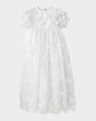 White Label by Zoe Girl's Poppy 3D Floral Christening Gown, Size 0-12M