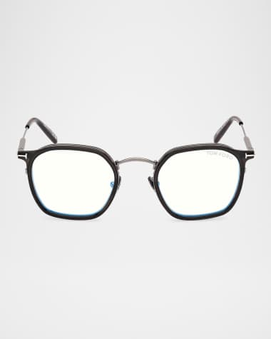 TOM FORD Men's FT5974-BM Square Blue-Block Optical Frames