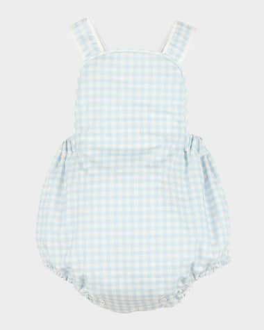 Luli & Me Boy's Vintage Gingham-Print Overalls, Size 6M-18M