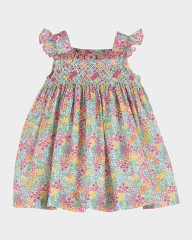 Luli & Me Girl's Floral-Print Jamboree Smocked Dress, Size 6M-3