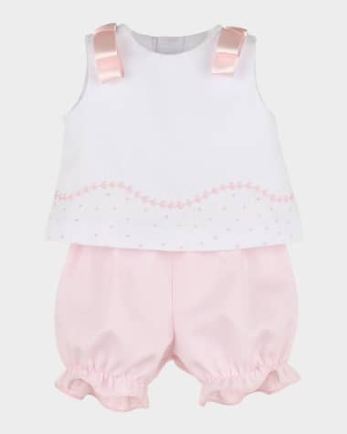 Luli & Me Girl's Party Dots Pique Set, Size 3M-18M