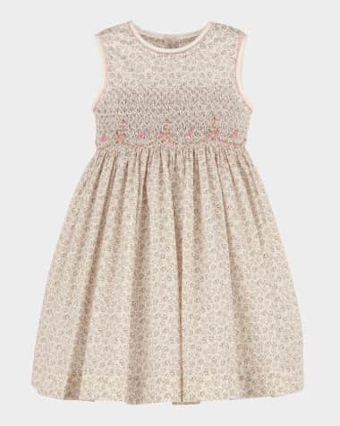 Luli & Me Girl's Tea Roses Smock Dress, Size 4-6X