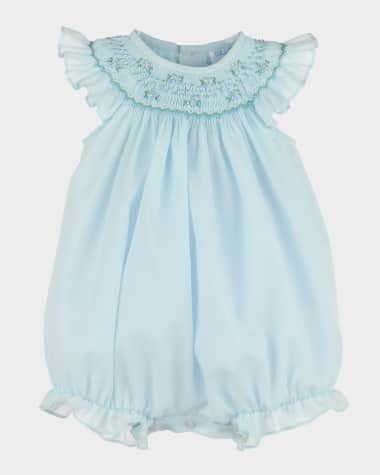 Luli & Me Girl's Smock Bubble Romper, Size 6M-24M