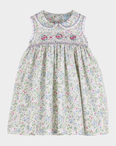 Luli & Me Girl's Berry Bouquet Smocked Dress, Size 6M-3