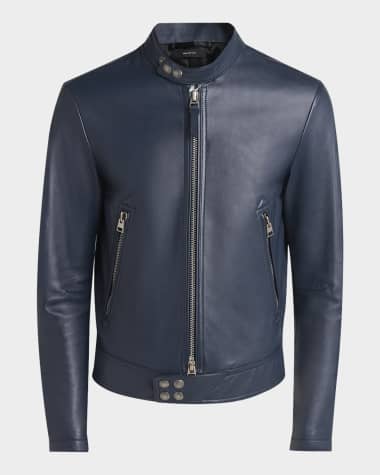TOM FORD Men's Napa Leather Full-Zip Racer Jacket