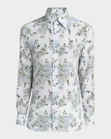 TOM FORD Men's St Tropez Silk Floral Sport Shirt