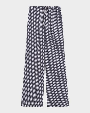 Theory Geometric Drawstring Pull-On Pants