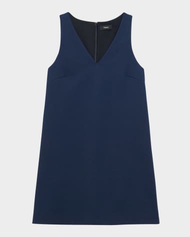 Theory Ponte V-Neck Mini Shift Dress