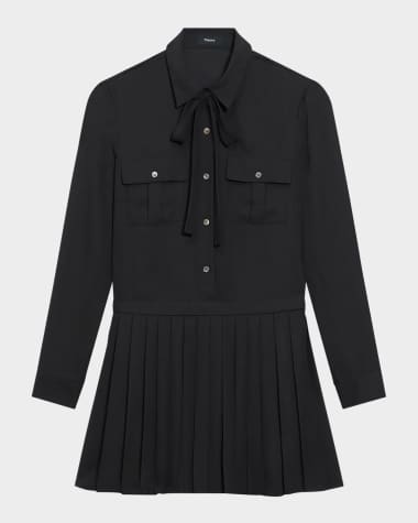 Theory Pleated Mini Shirtdress